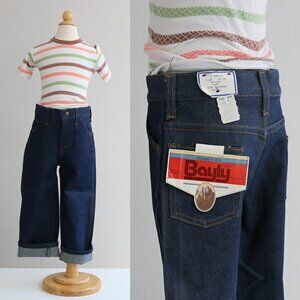 Deadstock, 1970's Vintage Bayly Dark Wash Jeans Kid's Size 5 to 6 Extra Small XS
